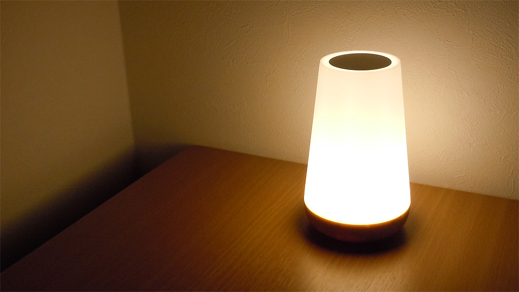 暗闇に光る縦長ライトの写真 暗闇に光る縦長ライトの写真